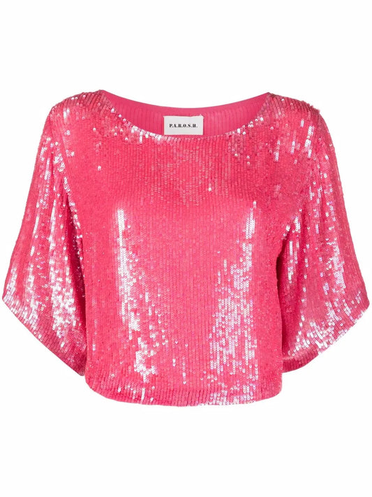 Sequined Cropped Blouse