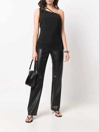 Contrast Asymmetric Strap Top