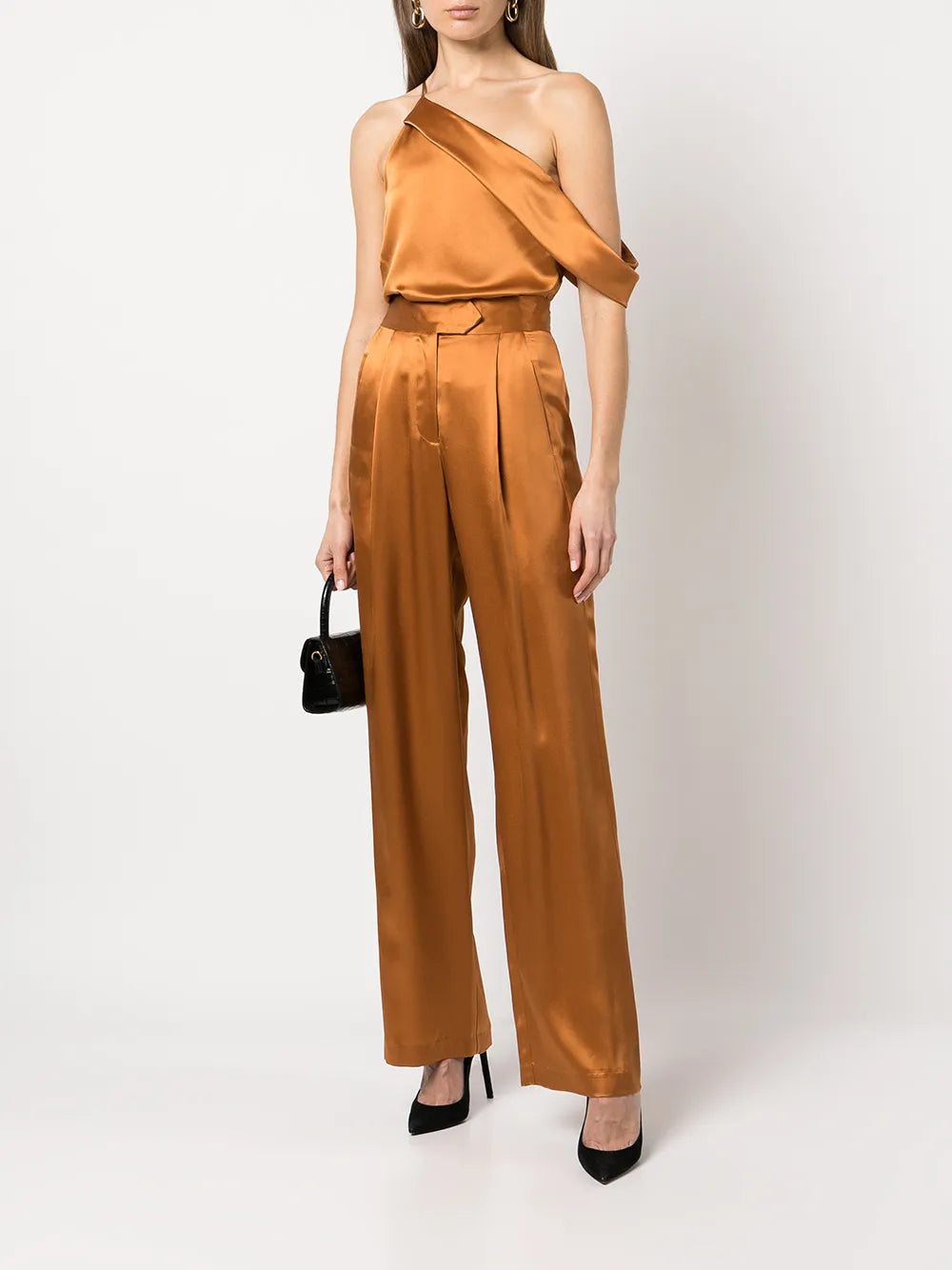 Wide-Leg Silk Satin Trousers