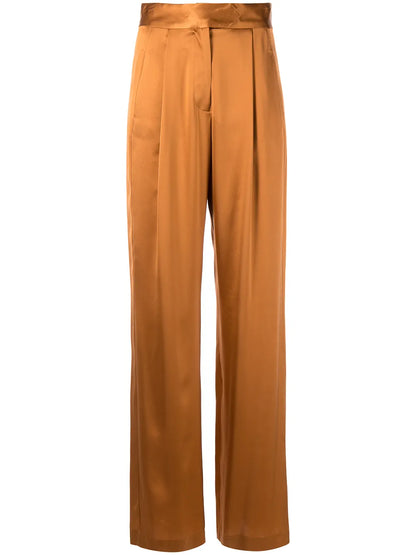 Wide-Leg Silk Satin Trousers