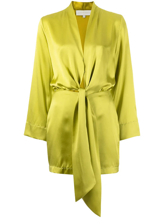 Tie-Front Silk Satin Minidress