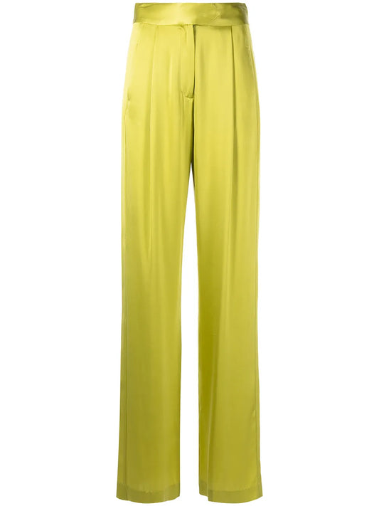 Wide-Leg Silk Satin Trousers