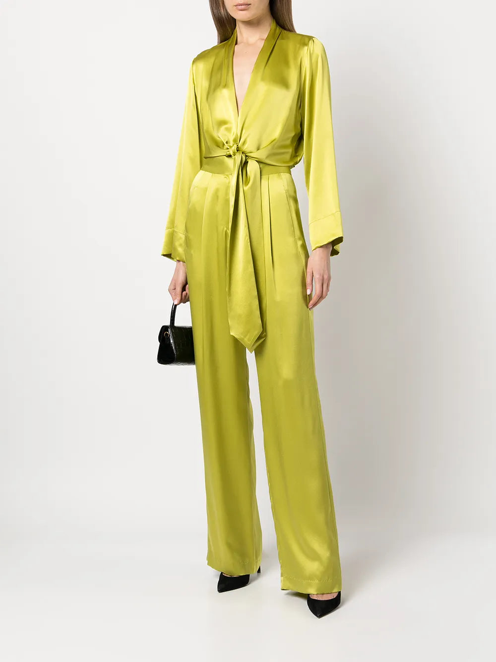 Wide-Leg Silk Satin Trousers