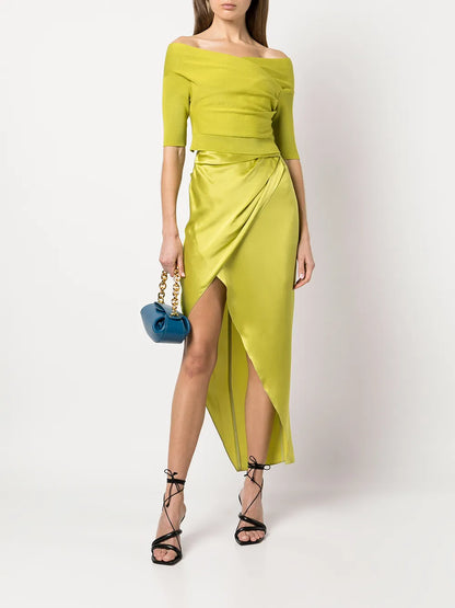 Wrap-Effect Silk Charmeuse Skirt