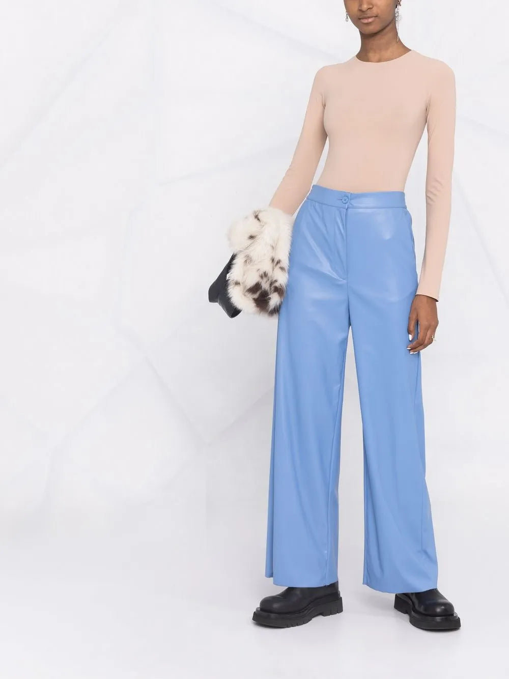 Faux-Leather Straight-Leg Trousers