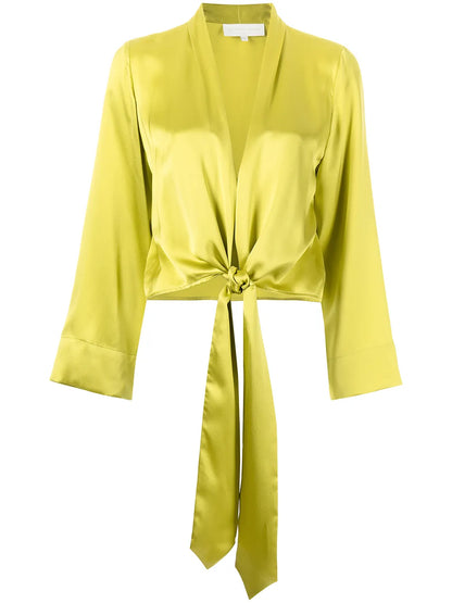 Long Sleeved Tie-Waist Blouse