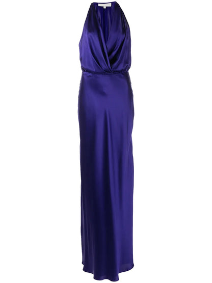 Draped-Detail Halterneck Gown