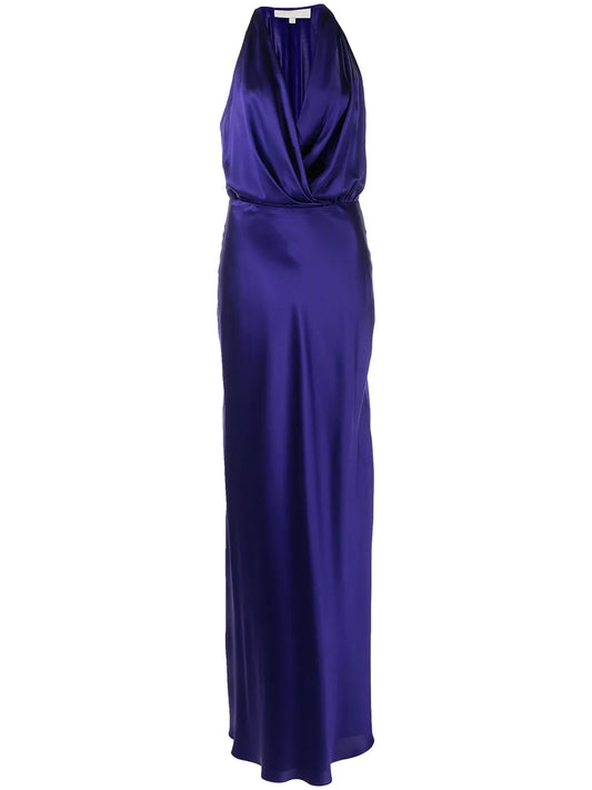 Draped-Detail Halterneck Gown