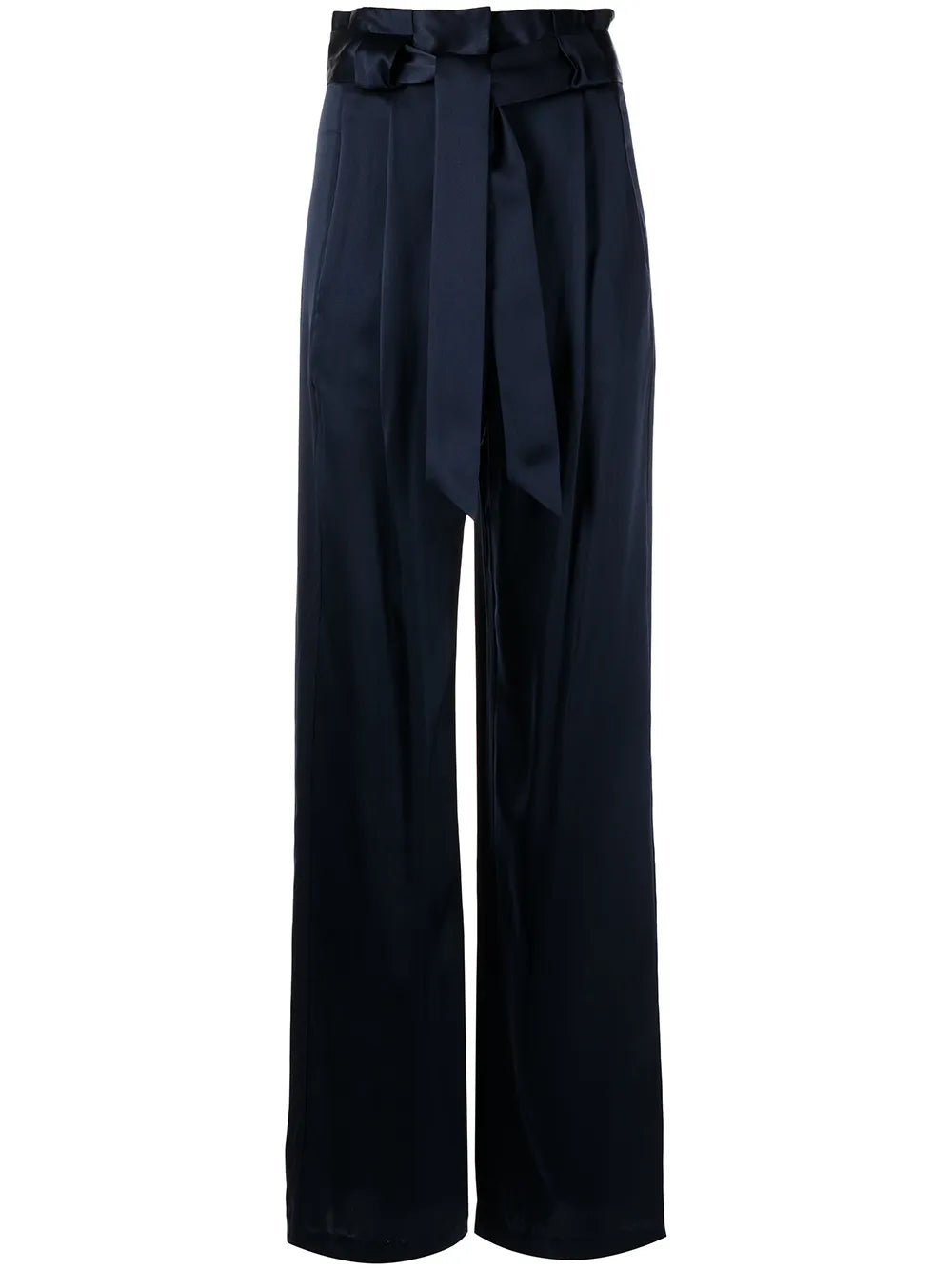 High-Waisted Pleated Silk Trousers