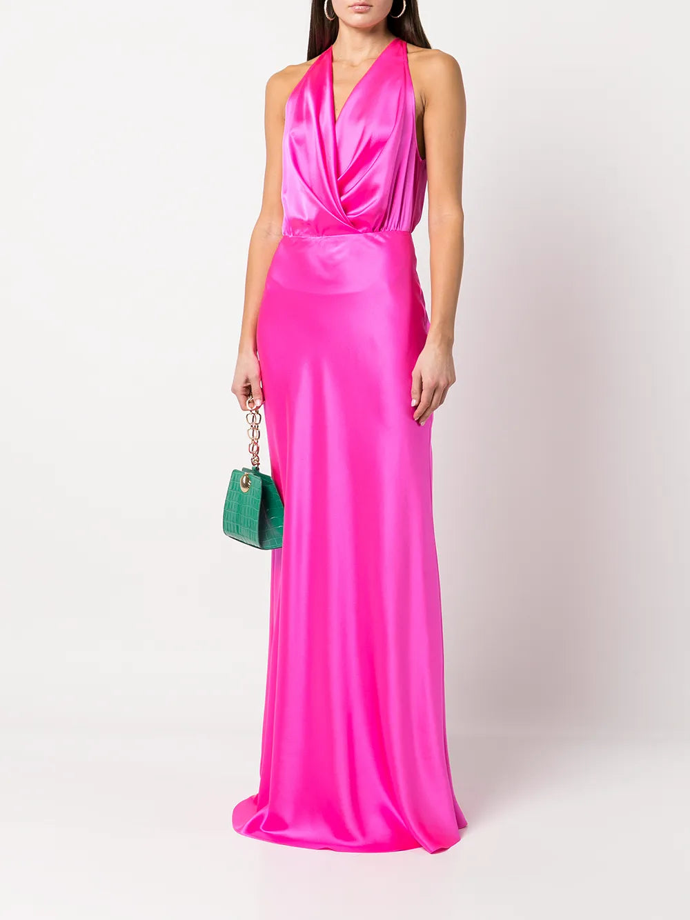 Draped-Detail Halterneck Gown