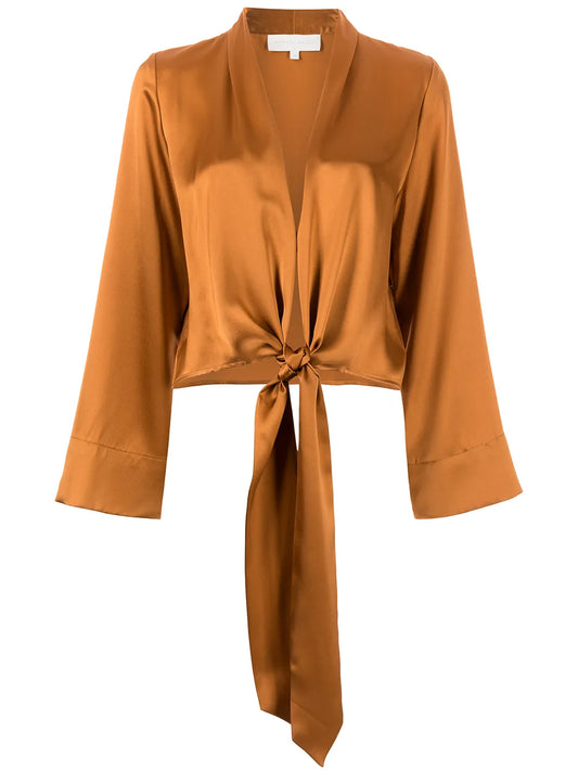 Long Sleeved Tie-Waist Blouse
