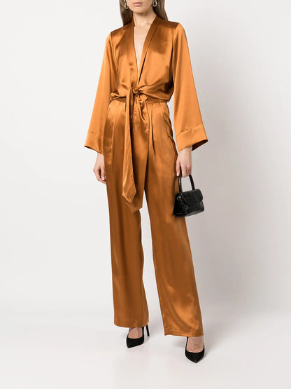 Long Sleeved Tie-Waist Blouse