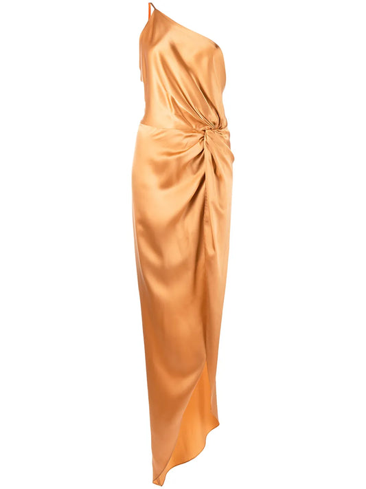 Knot-Detail One-Shoulder Gown