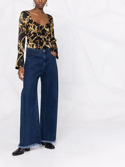 Ruched-Detail Printed Top