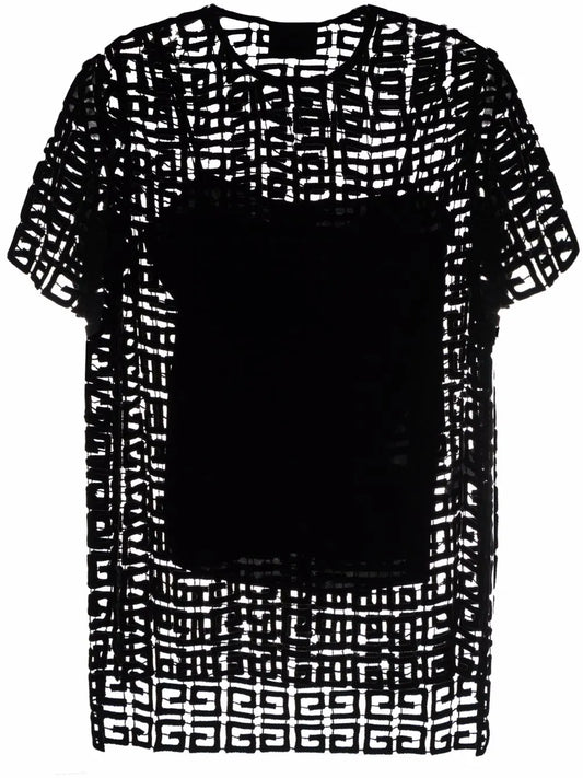 4G Guipure-Lace Layered Top