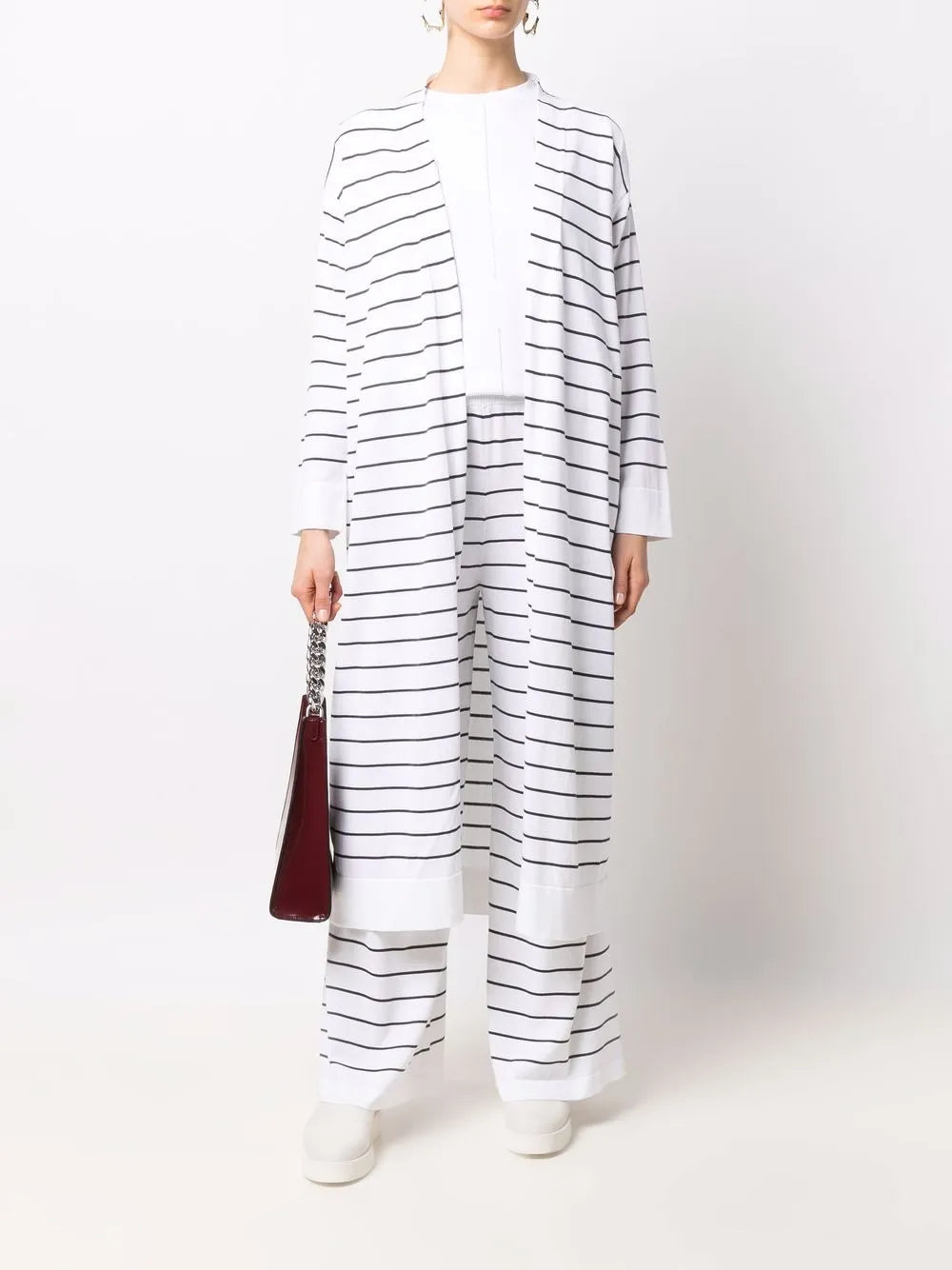 Long Striped Cotton Cardigan
