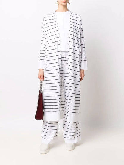 Long Striped Cotton Cardigan