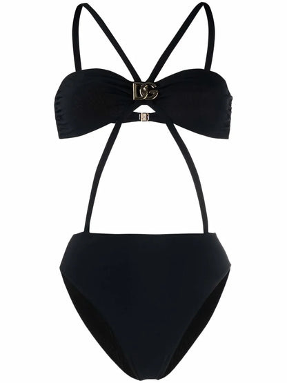Logo-Plaque Detail Swimsuit