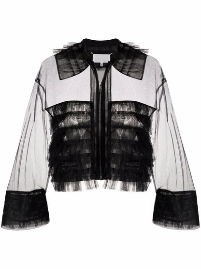 Sheer Tulle Bomber Jacket