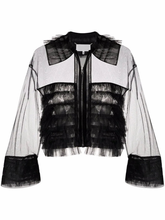 Sheer Tulle Bomber Jacket