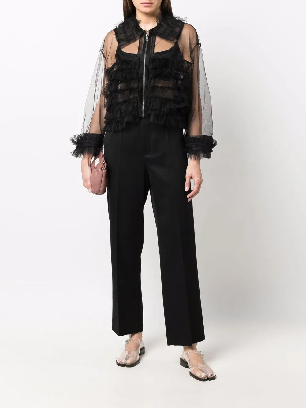 Sheer Tulle Bomber Jacket