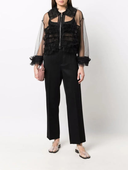 Sheer Tulle Bomber Jacket