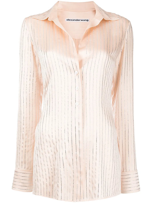 Long-Sleeved Crystal-Embellished Shirt