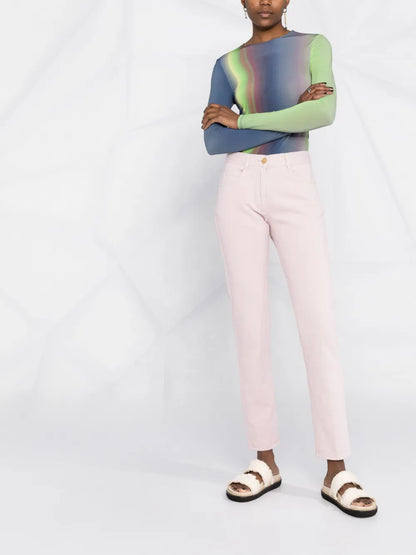 High-Waisted Slim Cut Trousers