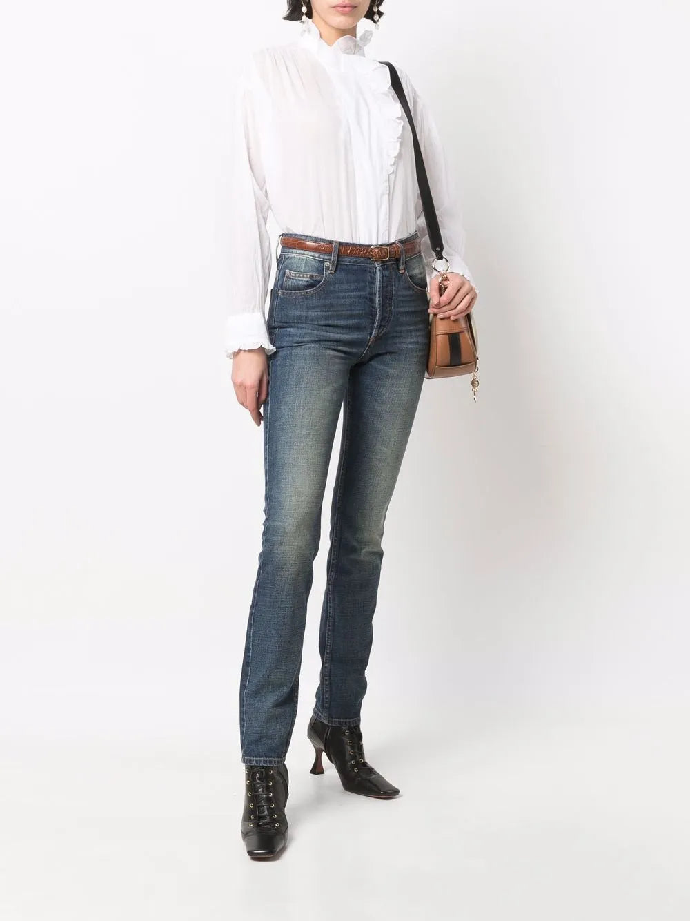 Ruffled High-Neck Blouse