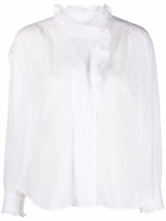 Ruffled High-Neck Blouse