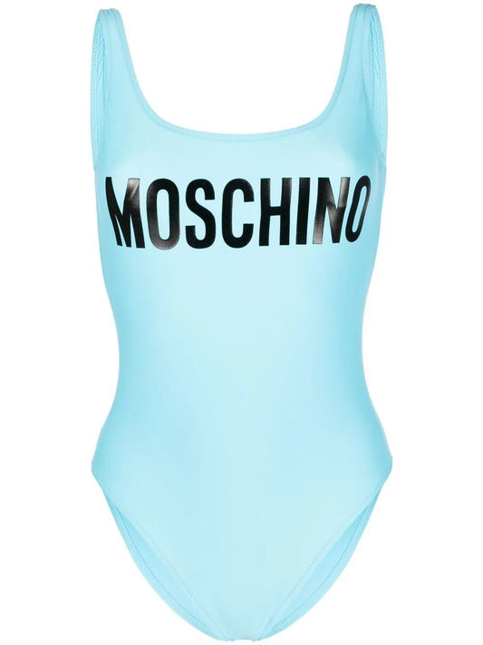 Logo-Print Backless Swimsuit