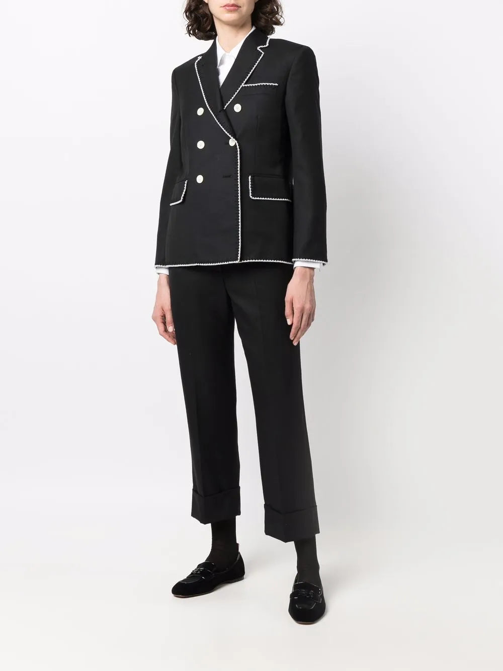 Pearl-Detailing Tailored Wool Trousers