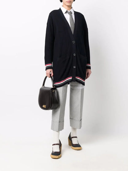 Oversized Rwb Stripe-Detail Cardigan