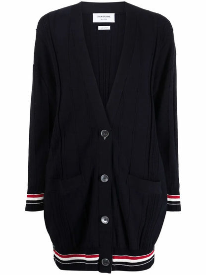 Oversized Rwb Stripe-Detail Cardigan