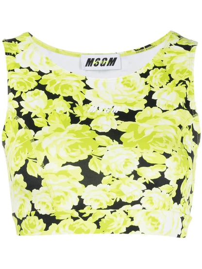 Floral-Print Cropped Vest