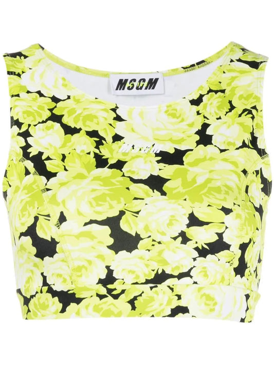 Floral-Print Cropped Vest