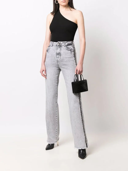 Crystal-Embellished Wide Jeans