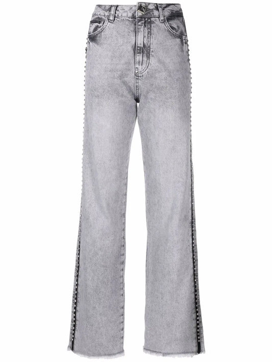 Crystal-Embellished Wide Jeans