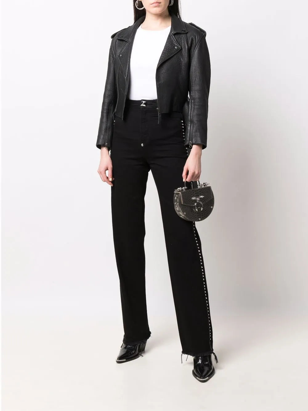 Crystal-Embellished Wide Jeans