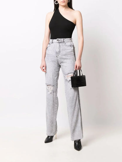 Crystal Ripped Straight Jeans