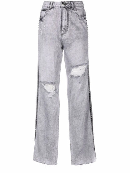 Crystal Ripped Straight Jeans