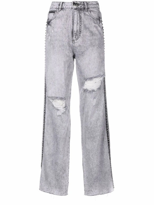 Crystal Ripped Straight Jeans