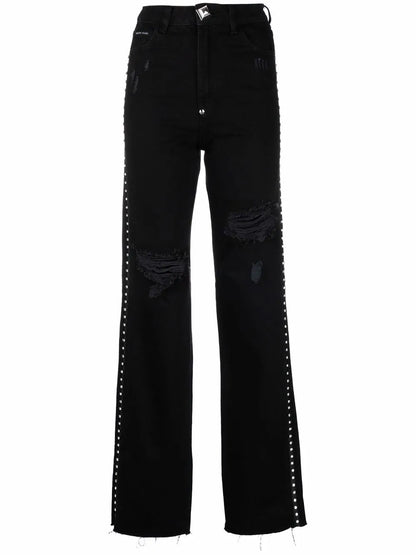 Crystal-Embellished Straight-Leg Jeans