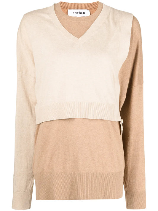 Layered Cotton-Cashmere Jumper