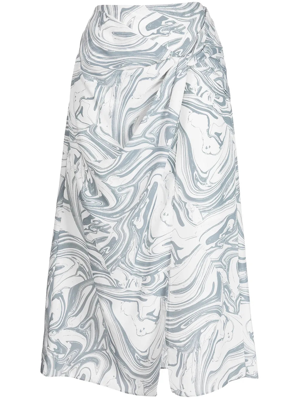 Izabella Marble-Print Midi Skirt