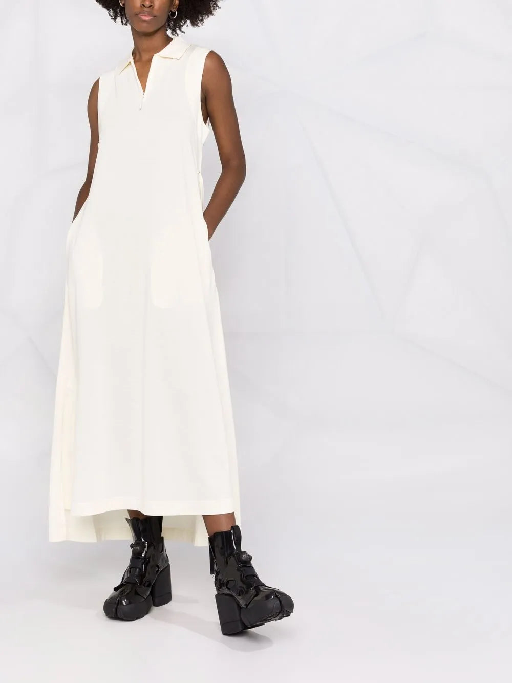 Zip-Detail Midi Dress