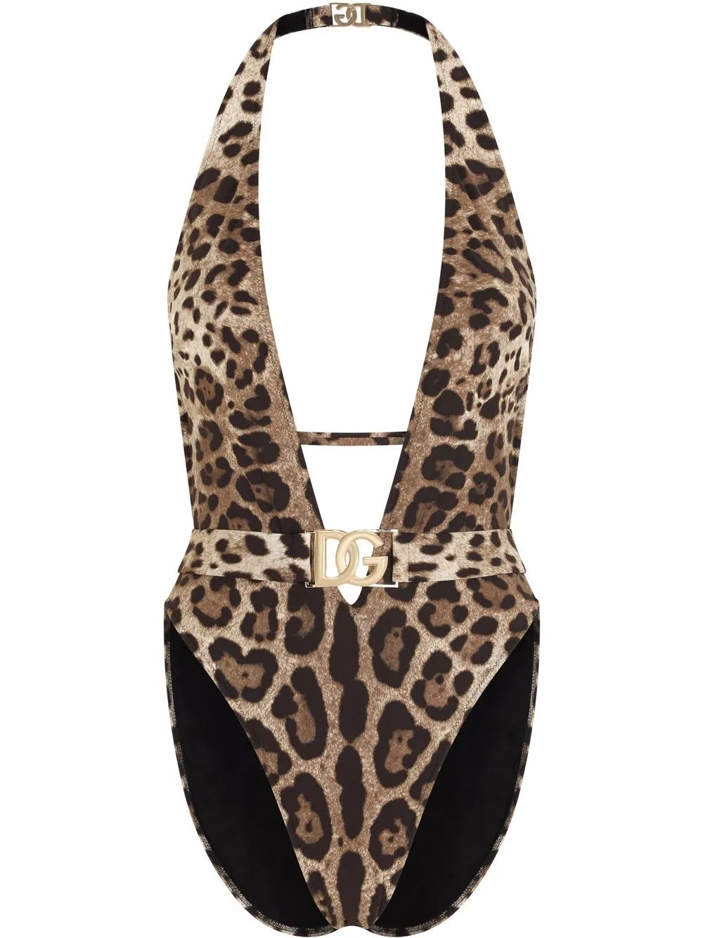 Leopard-Print Belted Swimsuit