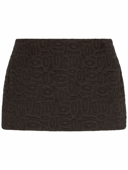 Lace-Trim Jacquard Miniskirt