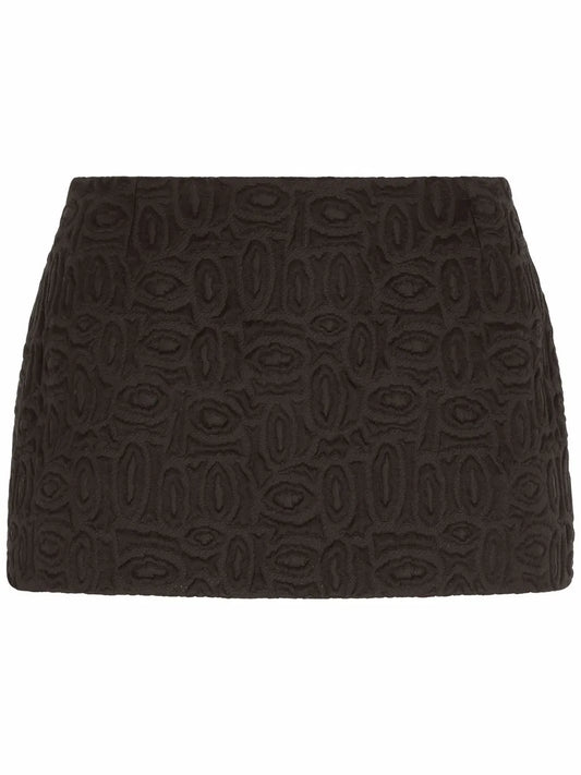 Lace-Trim Jacquard Miniskirt