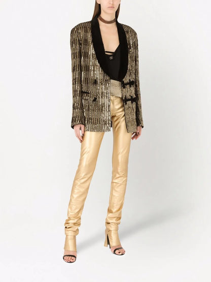 Toggle-Fastening Sequin-Embellished Jacket
